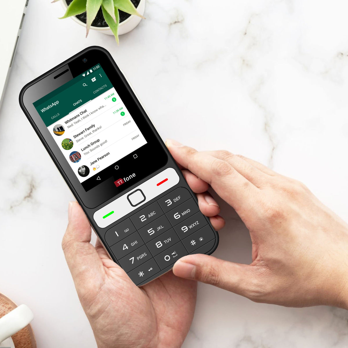 TTfone TT280 4G Compact Android Mobile Phone – 2.8" Touchscreen & Physical Keypad, Dual SIM, USB-C, 2MP Camera – Unlocked + Vodafone SIM & Charging Dock