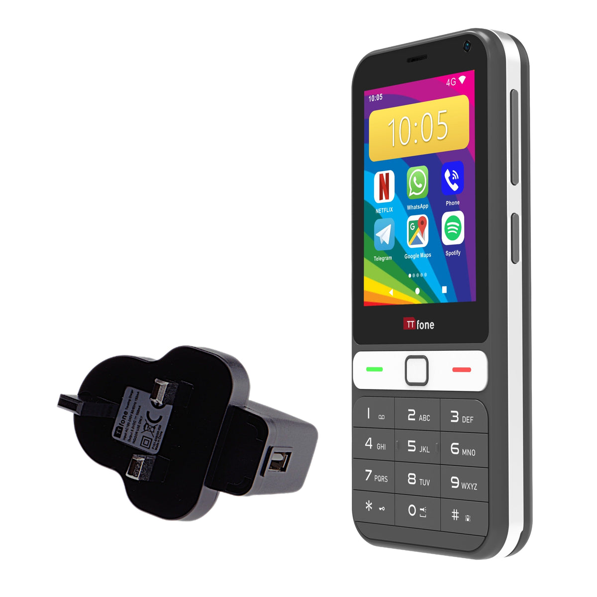 Used - TTfone TT280 4G Android Mobile with O2 SIM and Mains Charger