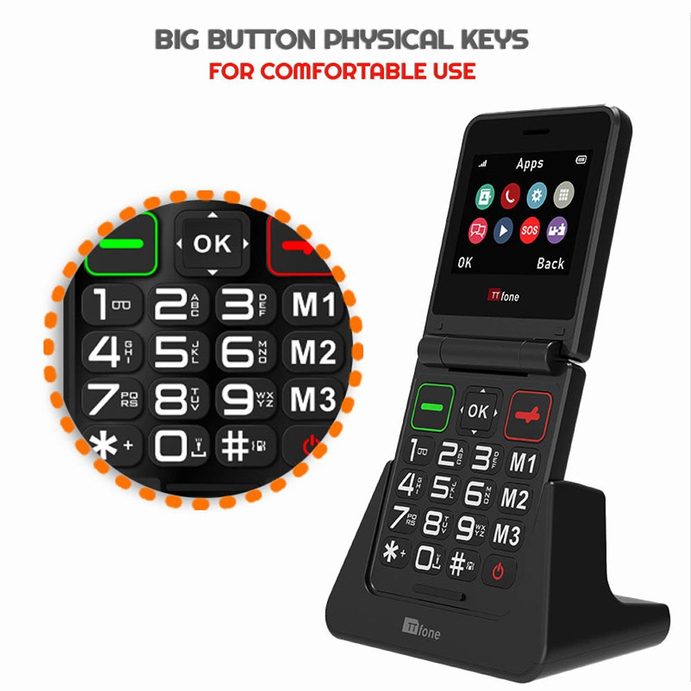 Used - TT660 Flip Mobile with Dock Charger, Giffgaff SIM