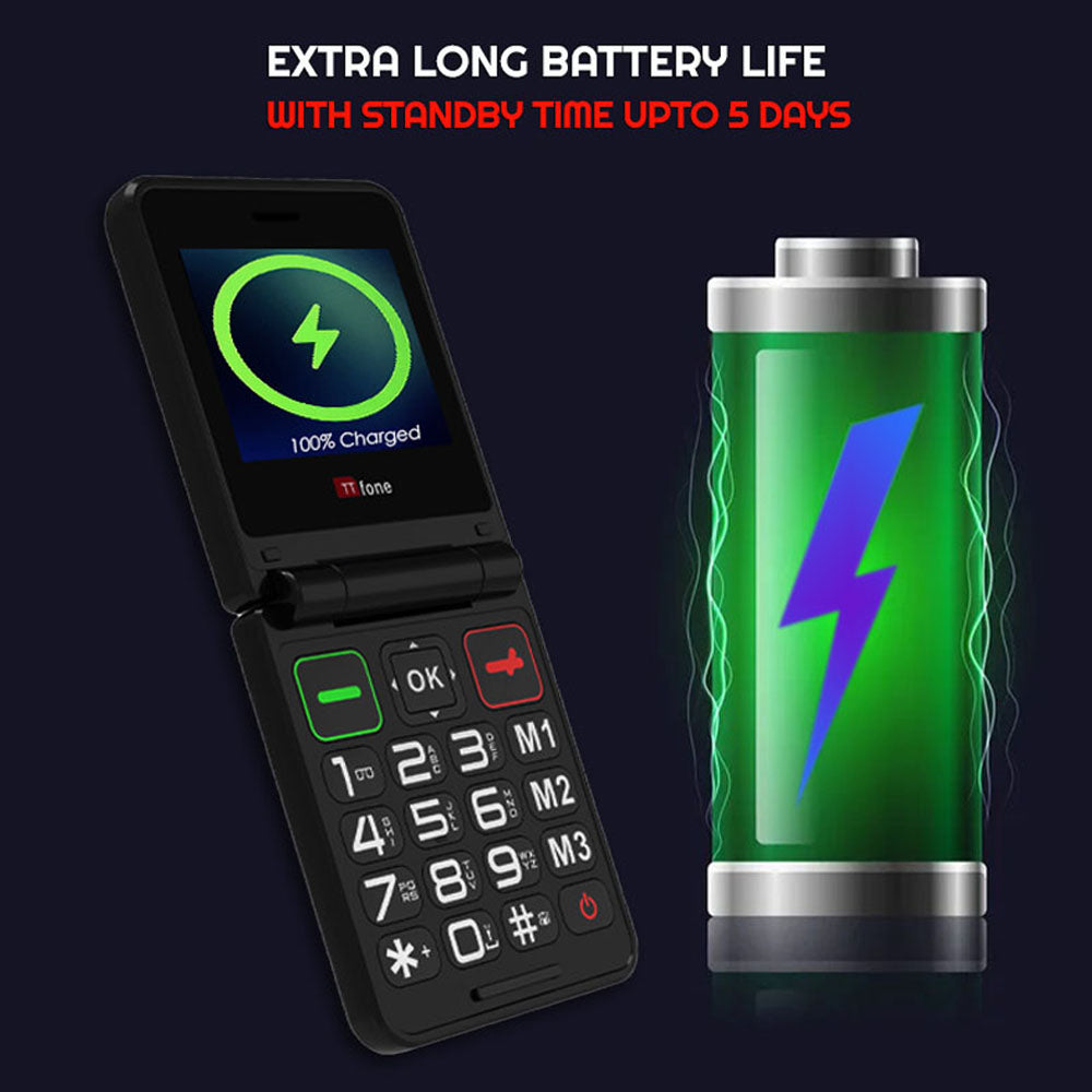 TTfone TT660 Flip Big Button Mobile with O2 SIM, USB C Mains Charger-3