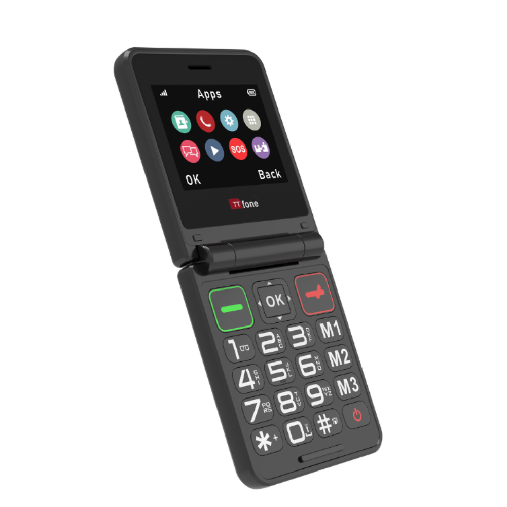 TTfone TT660 Flip Big Button Mobile with O2 SIM, USB C Mains Charger-1