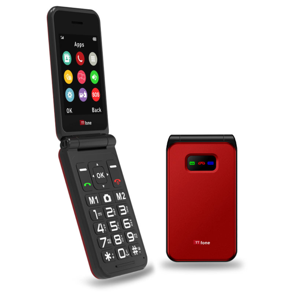 TTfone Red TT760 4G Flip 4G Mobile with Dock Charger, EE SIM