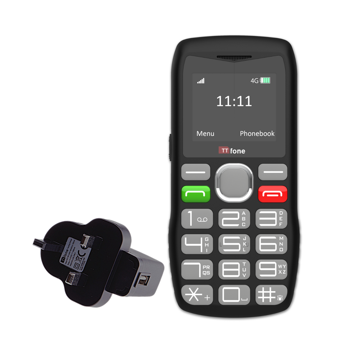 Used - TTfone TT890 4G Mobile Phone with Vodafone Pay As You Go SIM card and Mains Charger