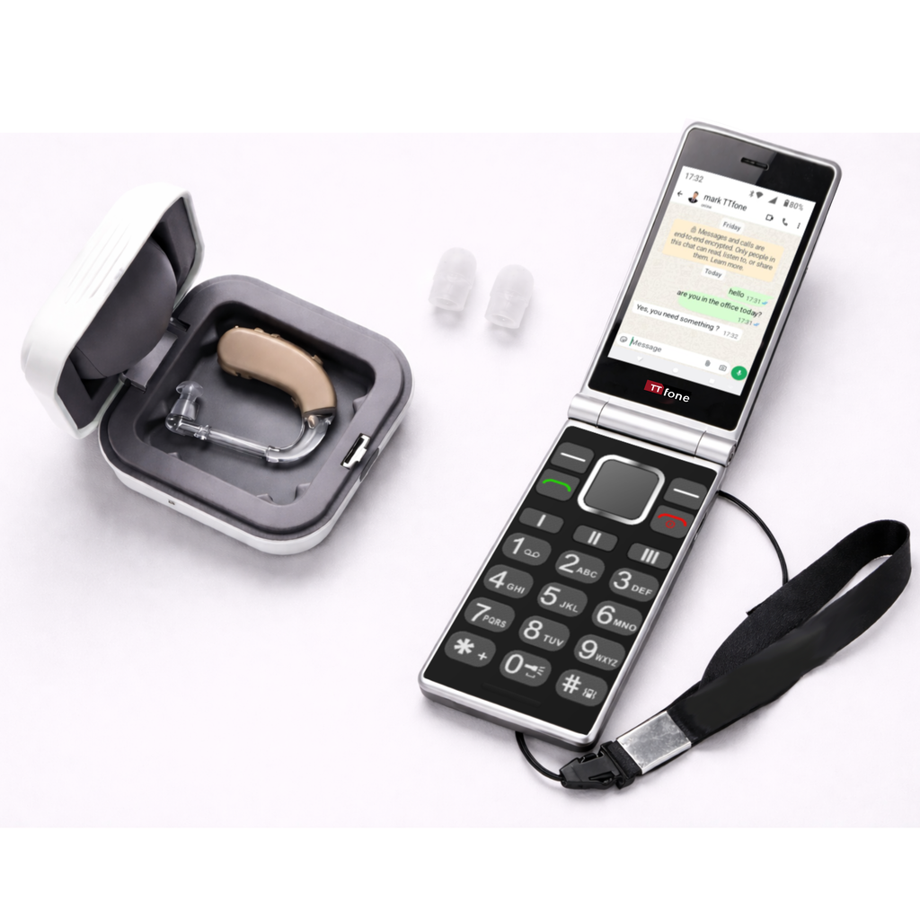 TTfone TT990 4G Flip Phone with Charging Cradle & O2 Pay As You Go SIM Card